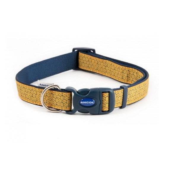 Ancol Fashion Geometric Dog Collar Yellow Gold Adjustable-Whitley Bay Pet Supplies